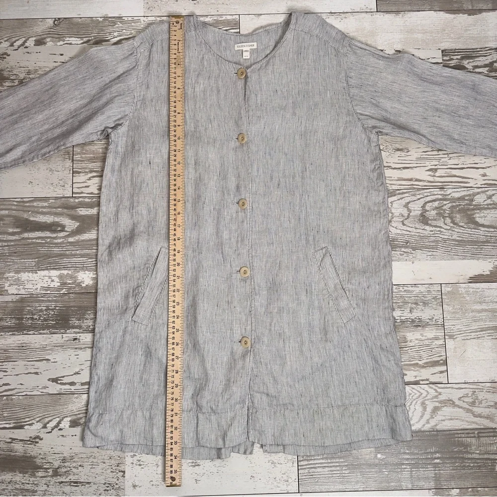 Eileen Fisher Organic Linen Button‎ Front Jacket Coat Women’s Medium